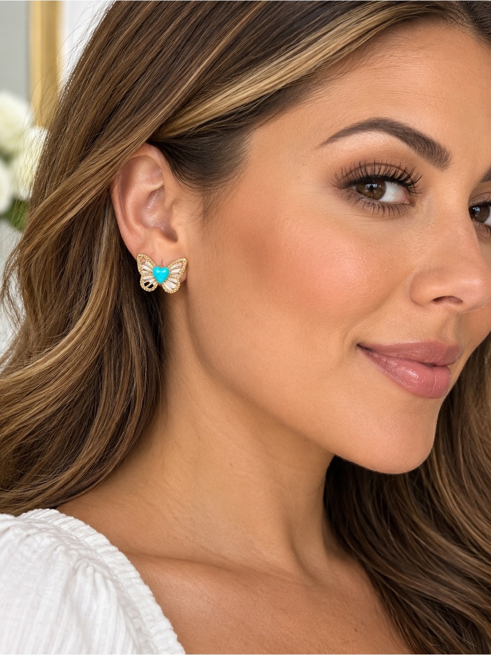 Betsey Johnson Boho Butterfly Openwork Stud Earrings NWT